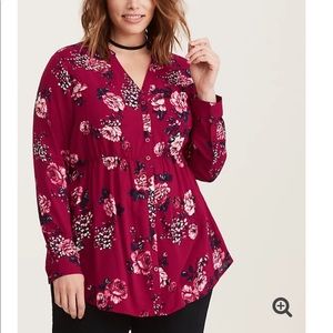 FLORAL CHALLIS BABYDOLL TUNIC